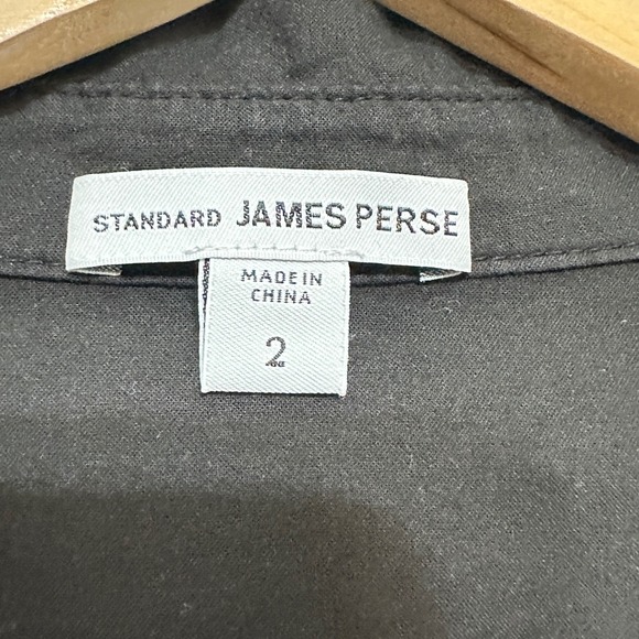 James Perse Button Down Shirt Womens 2 (S) Black Roll Tab Sleeve Quiet Luxury - Picture 8 of 8